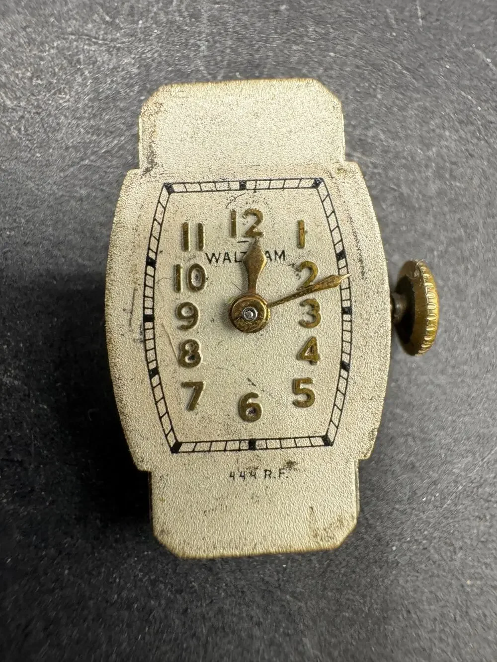 Antique 1925 Waltham 17 Jewels 444 RF Stamped Manual Wind Dial Movement 8.8mm